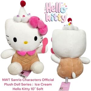 Sanrio Characters Official Plush Doll Series Ice Cream Hello Kitty 10" Soft NWT